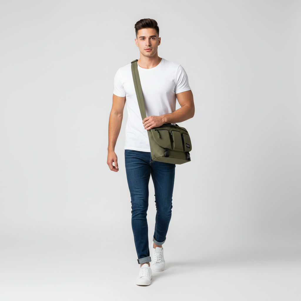 Olive Ripstop Cargo Messenger Bag