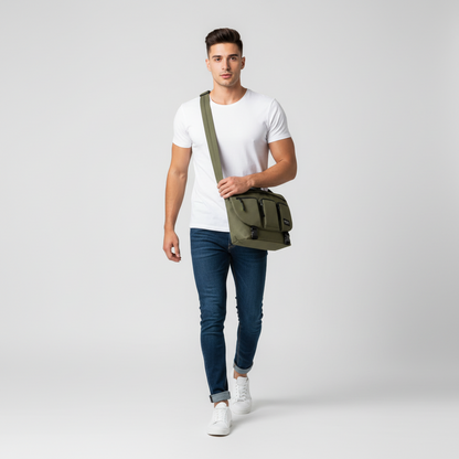 Olive Ripstop Cargo Messenger Bag