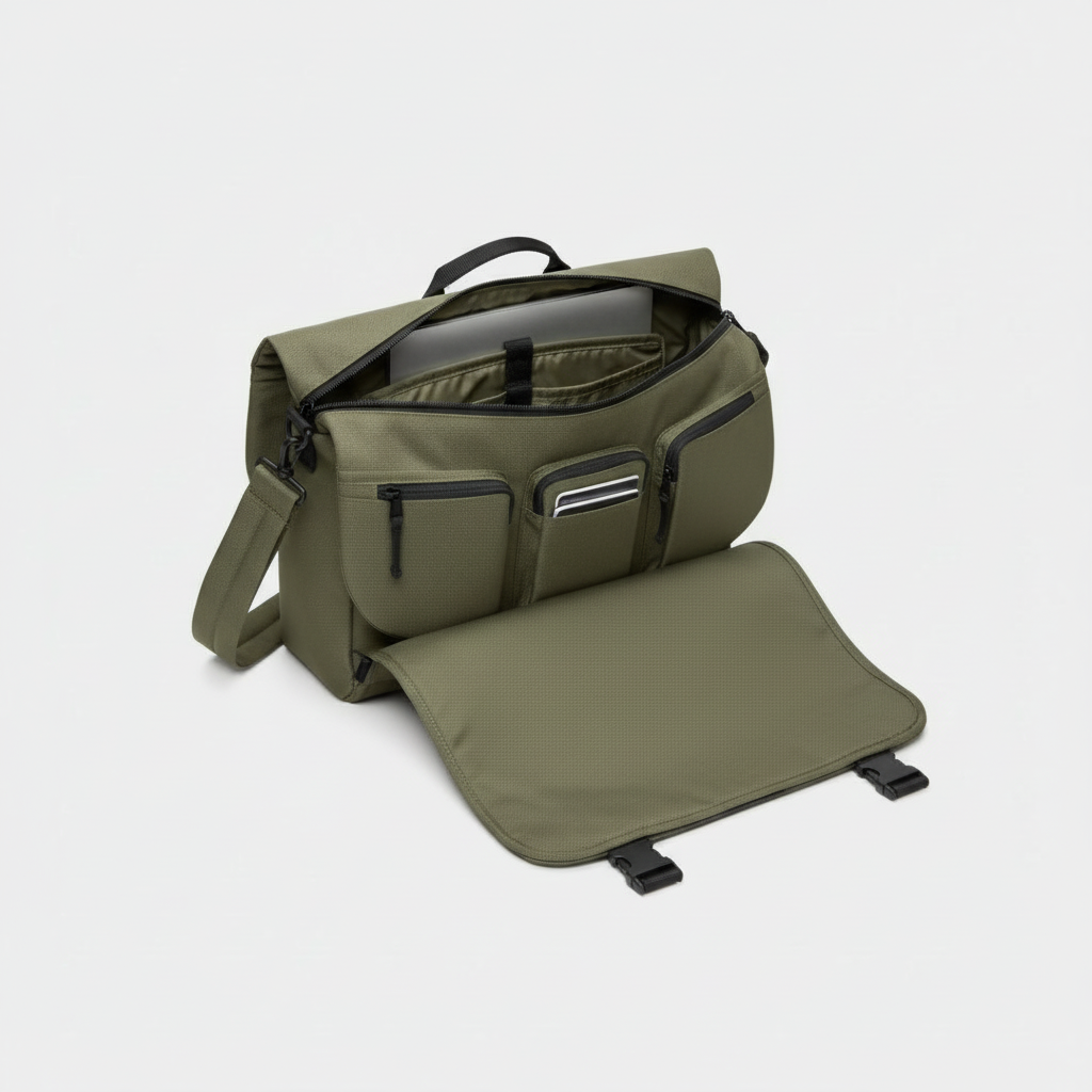 Olive Ripstop Cargo Messenger Bag