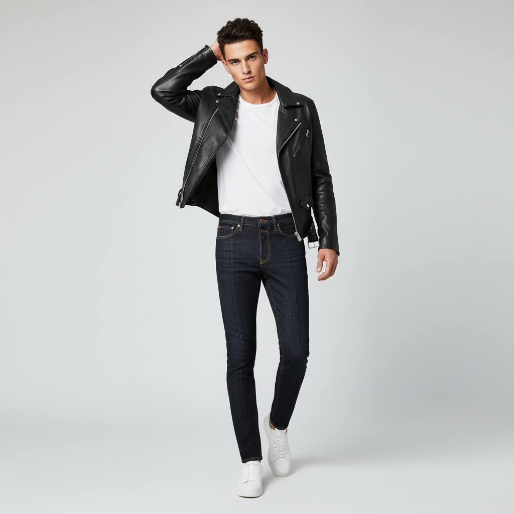 Dark Wash Pintuck Slim Jeans