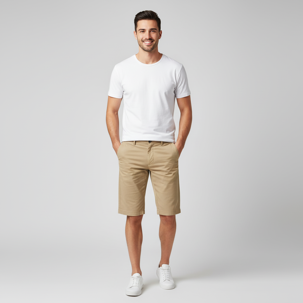 Sand Beige Slim Chino Shorts