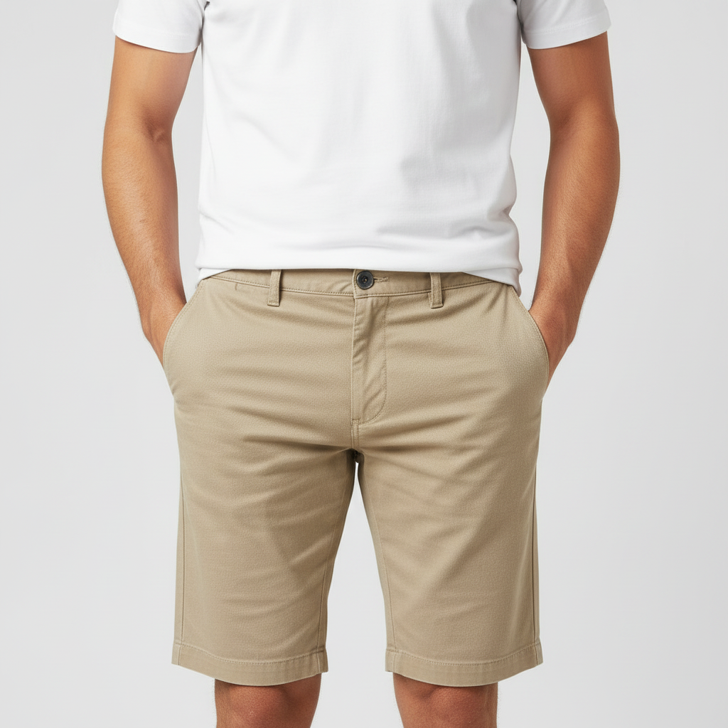 Sand Beige Slim Chino Shorts