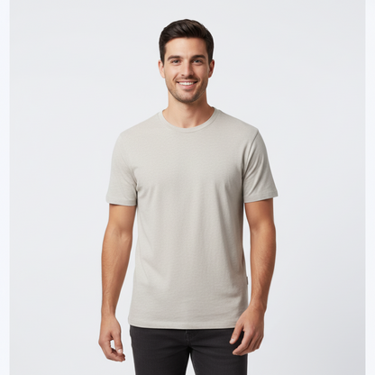 Stone Waffle Knit Crew Neck T-Shirt