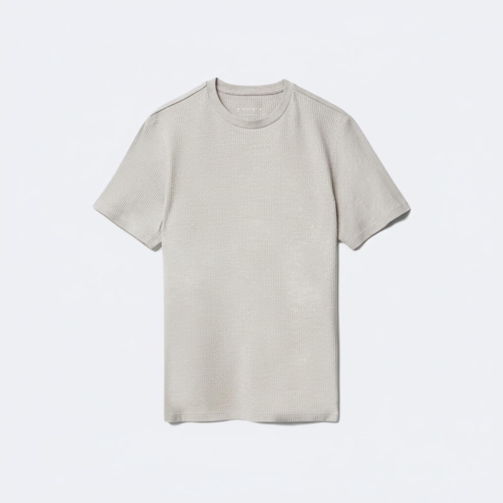 Stone Waffle Knit Crew Neck T-Shirt