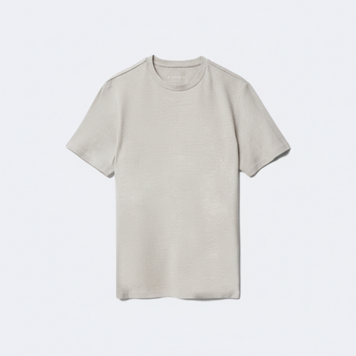 Stone Waffle Knit Crew Neck T-Shirt