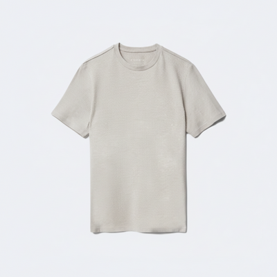 Stone Waffle Knit Crew Neck T-Shirt