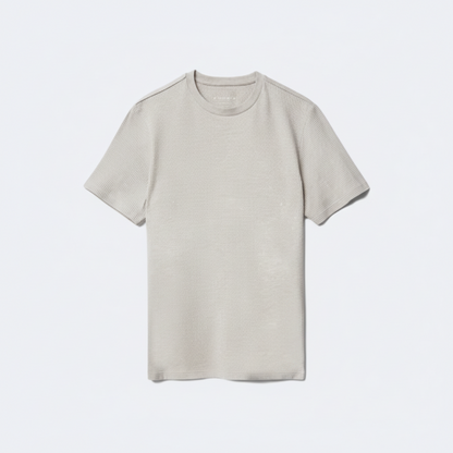 Stone Waffle Knit Crew Neck T-Shirt