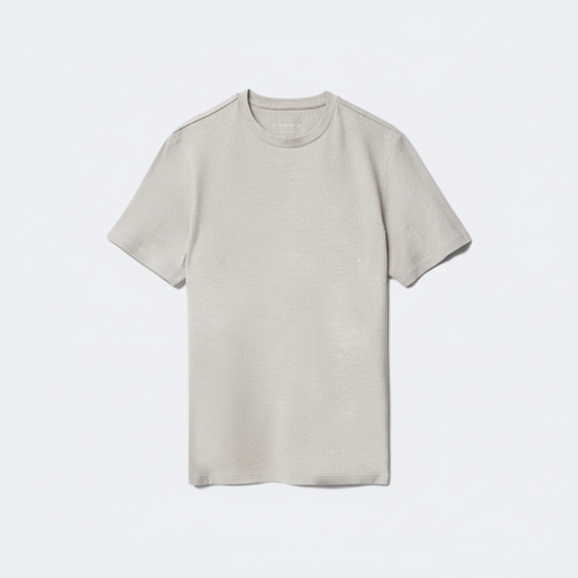 Stone Waffle Knit Crew Neck T-Shirt