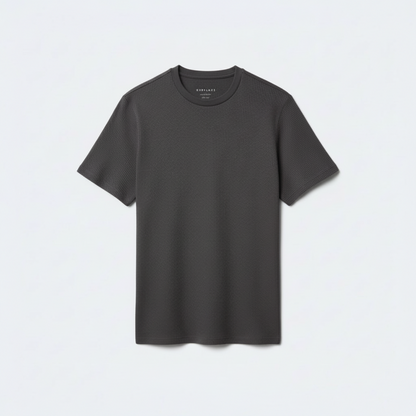 Stone Waffle Knit Crew Neck T-Shirt
