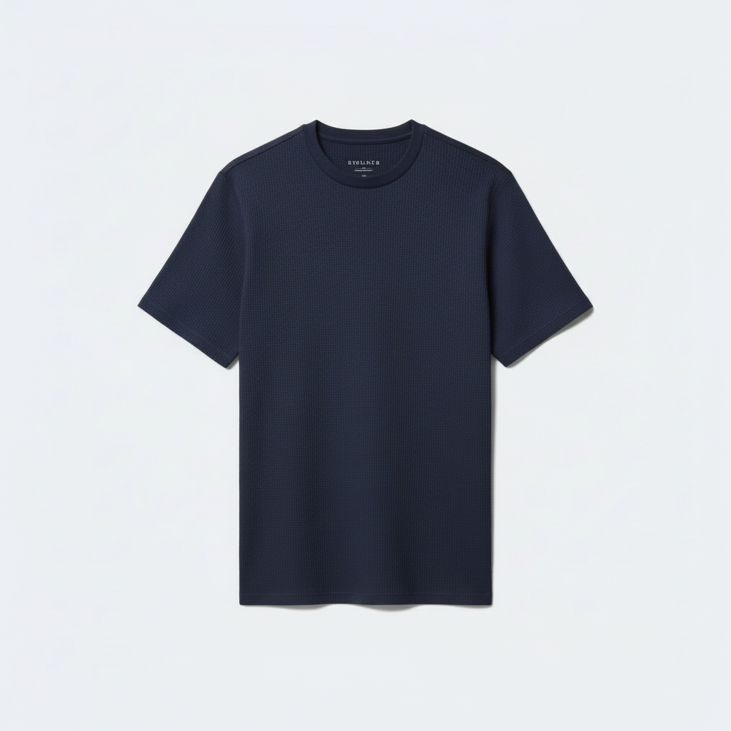 Stone Waffle Knit Crew Neck T-Shirt