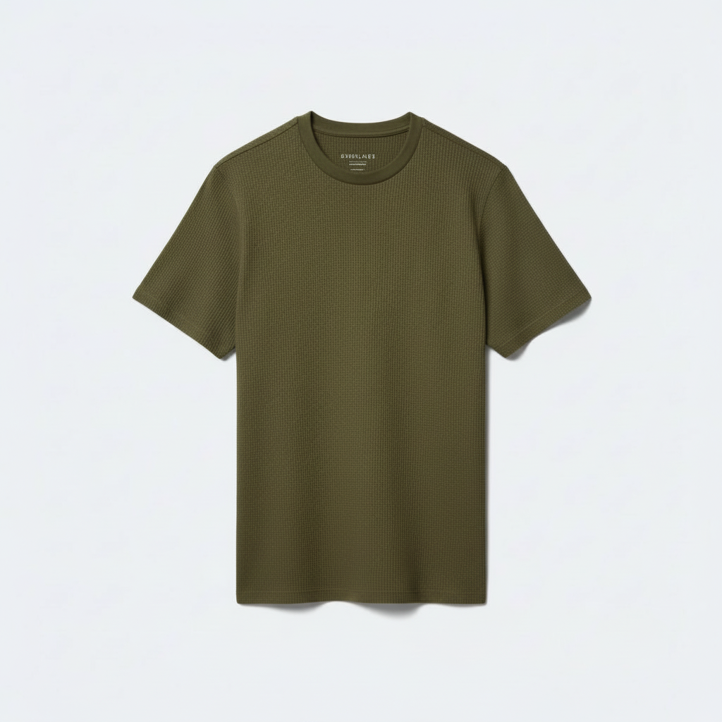 Stone Waffle Knit Crew Neck T-Shirt