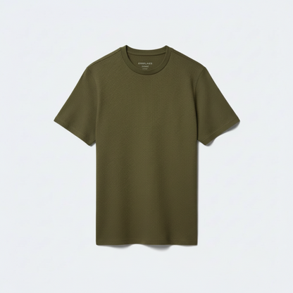 Stone Waffle Knit Crew Neck T-Shirt