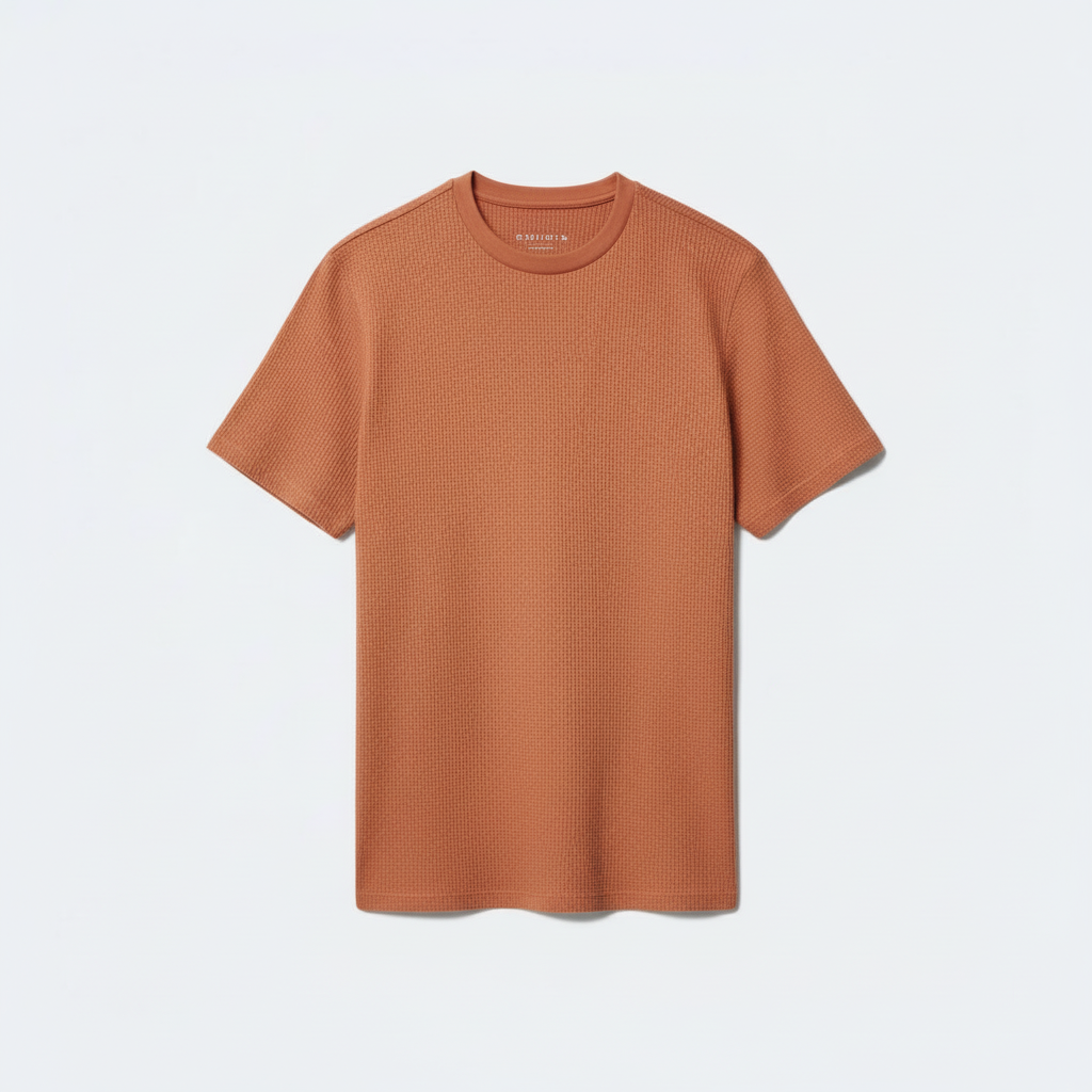 Stone Waffle Knit Crew Neck T-Shirt