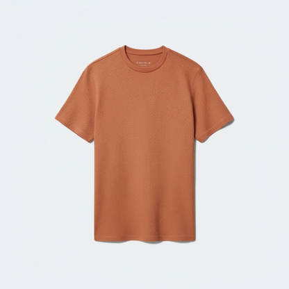 Stone Waffle Knit Crew Neck T-Shirt